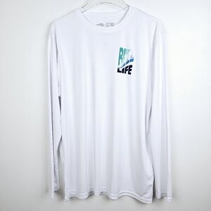 REEL Life White & Blue Jax Beach Shirt NWT